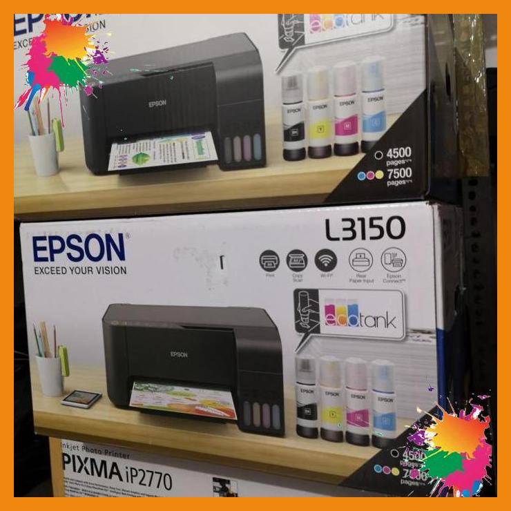 epson l3150 ecotank wifi multifungsi printer l-3150 print copy scan [scm]