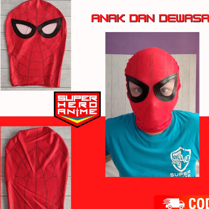 Baru Topeng Spiderman Anak Dewasa Bahan Kain Cosplay Spider Merah Import