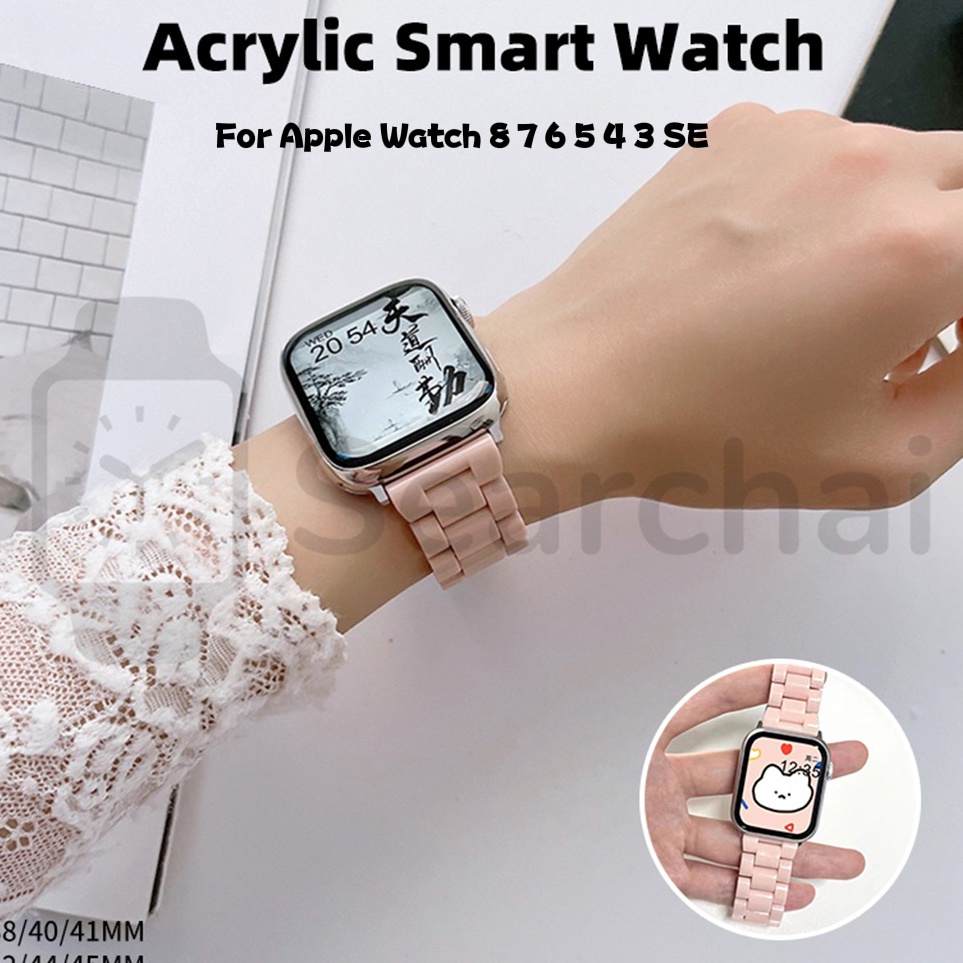｀ AC Candy Color Acrylic Watch Bands For 8 7 6 5 4 3 SE I 38/40/41MM  42/44/45MM  Macaron Replacemen