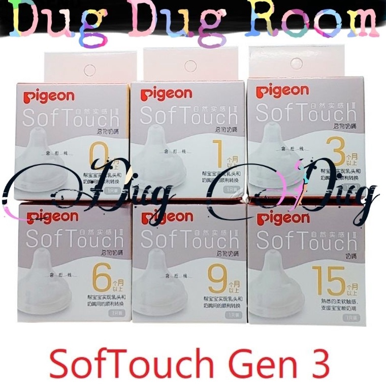 Terbaru GENERASI KE 3 TIGA PIGEON DOT NIPPLE / TEAT WIDE NECK SS S M L LL LLL 3L SOFT TOUCH PERISTAL