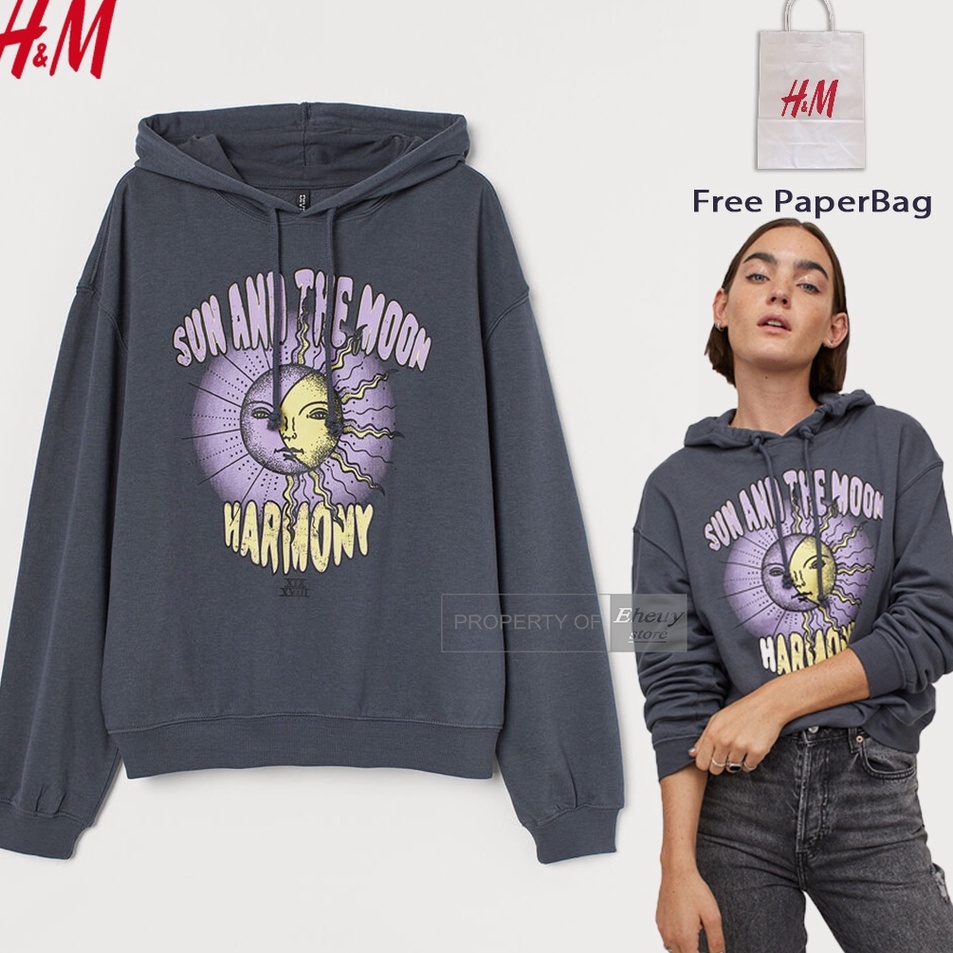 Ready Hoodie H&M Sun And The Moon Original hnm Hoodie sun and the moon grey K69 ➮