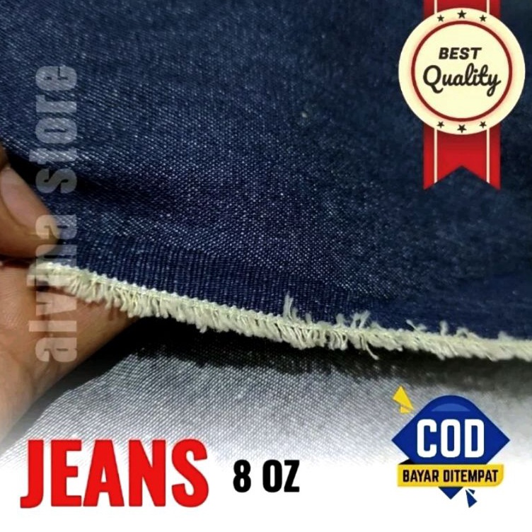 Bayar Di Tempat Kain JEANS DENIM  8 Oz Grade A  Per 0.5 meter Bahan Celana, Rok, kemeja, Blouse  bla
