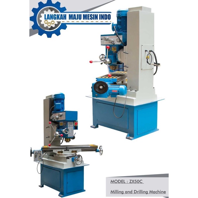 Mesin Milling Drilling Bor Frais Vertical Swivel Putar ZX50C ZX 50 C