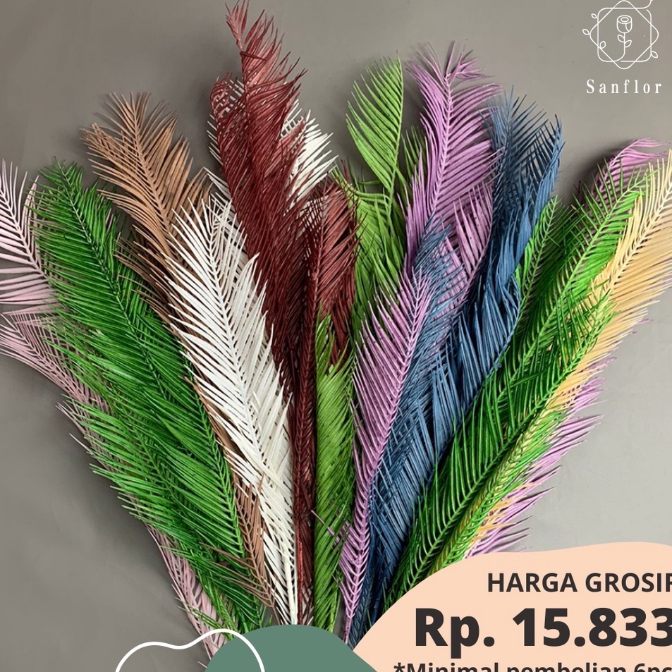 ➶ DAUN SIKAS ARTIFICIAL/PALEM PALSU 5 CABANG BAHAN PLASTIK DEKORASI PERNIKAHAN ✫ ★