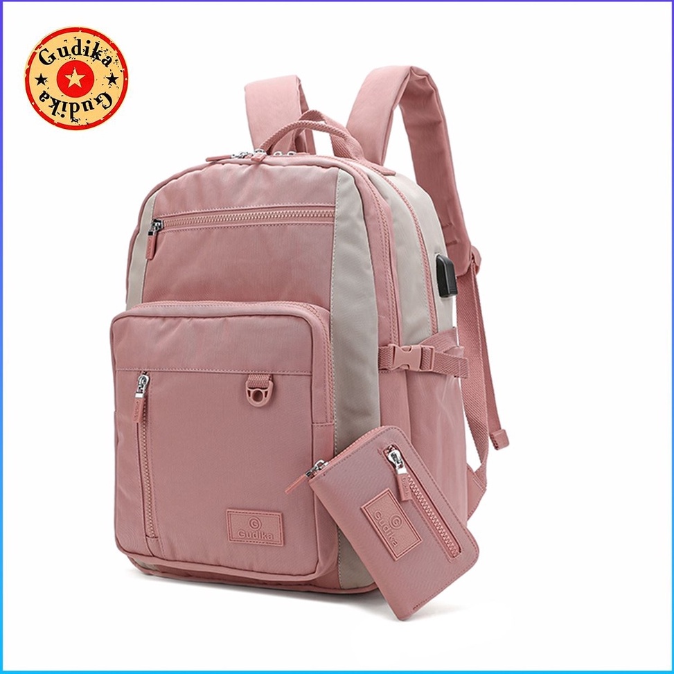 HARGA SPESIAL GUDIKA 5221 - Tas Ransel Laptop USB Set Dompet Wanita Pria Kekinian Import Original Te