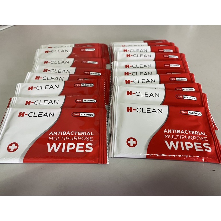 evau -9 Alcohol wipes H-CLEAN 70% isopropyl antiseptik tisu basah sachet 20pcs 190