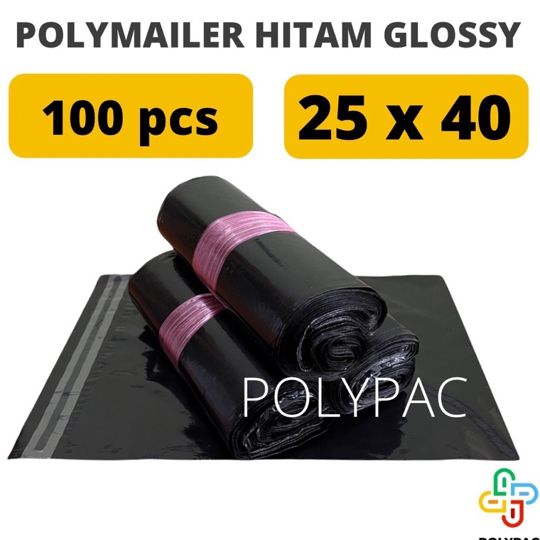 

GW81 Polymailer PE HITAM GLOSSY [25x40] isi 100 pcs - Polymailer Hitam Premium 61