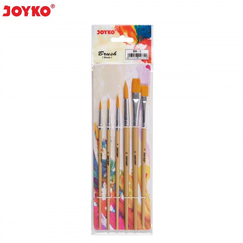 

➳Ready☋ Kuas Lukis Brush Joyko BR 5 Set Isi 6 kuas cat Air Acrylic Minyak Guas - Satuan / Grosir L82 ❆