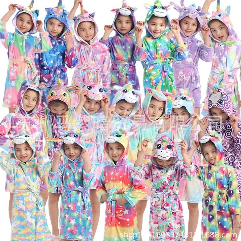 Stok Terbatas Baju kostum Piyama Pakaian Baju Kimono Mandi Renang Anak Perempuan Kepala Unicorn Bath