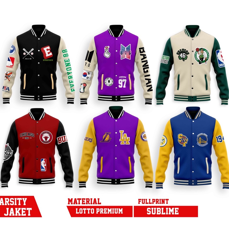 Diskon✯ JAKET VARSITY MLB & NBA Everyone  TEAM Baseball BTS KOREA ALL SERIES V84