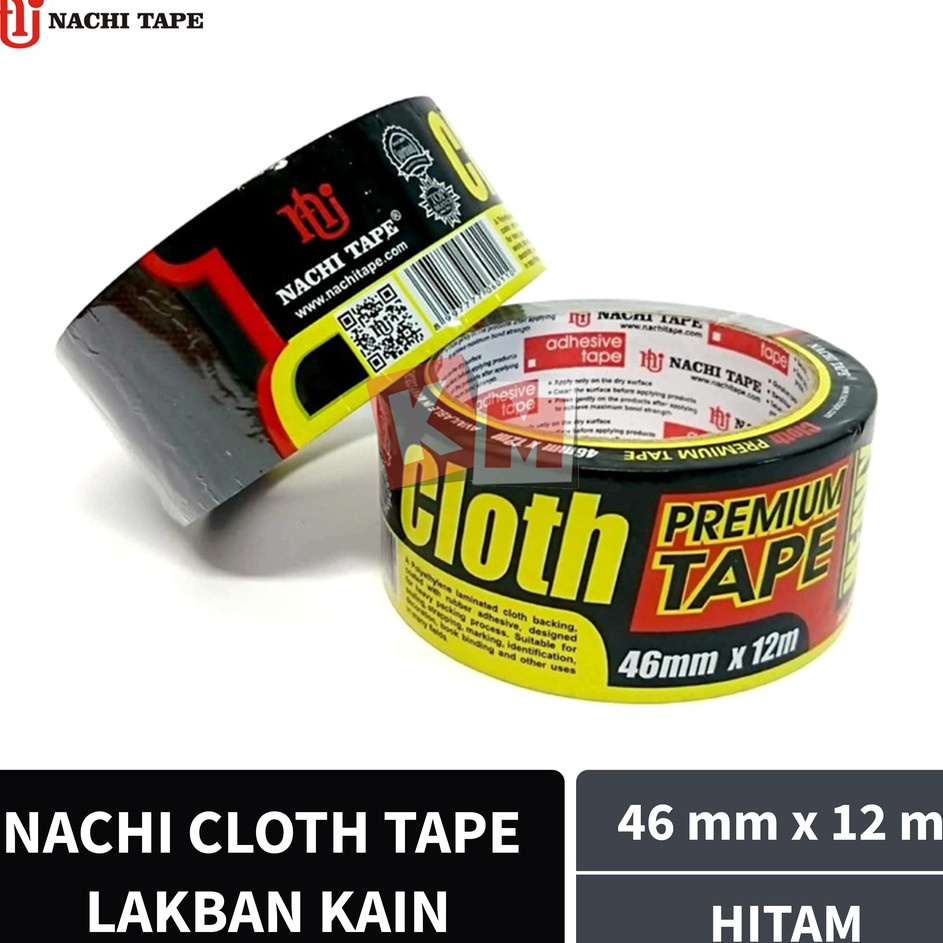 

↔Ready Lakban Kain Hitam Nachi Cloth Tape 46 mm / 2 Inch x 12 meter / 46mm 048 ➩