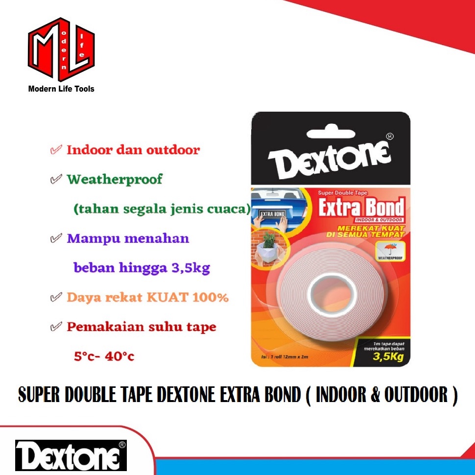 

Terlaris Double Tip Kuat Double Tape Dextone Extra Bond Indoor Dan Outdoor
