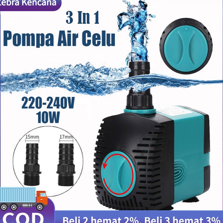 Uy 220V-240V 10 Watt Pompa Celup Aquarium Pompa Air Celup Kolam Ikan Water Pump EB-303 Pompa Celup Aquarium/Powet Heads/Air Pump Kyoto 3 In 1 Pompa Aquarium ✲ ✵