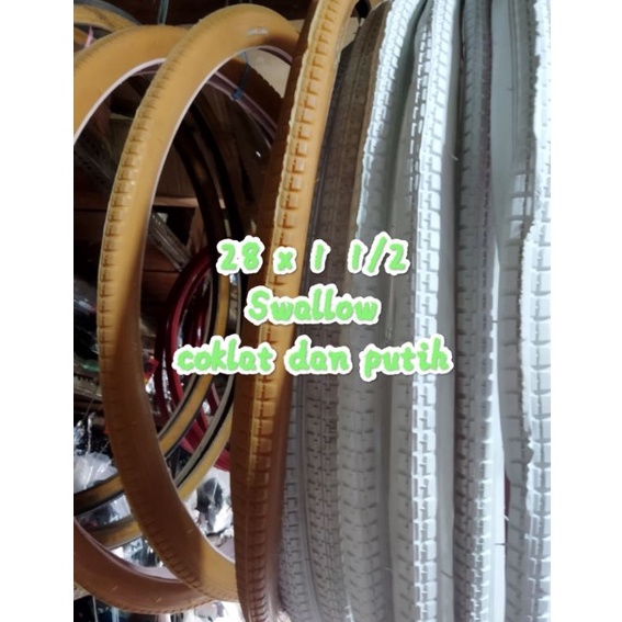Murah Meriah ban luar sepeda 28 x 1 1/2 ontel swallow coklat dan putih