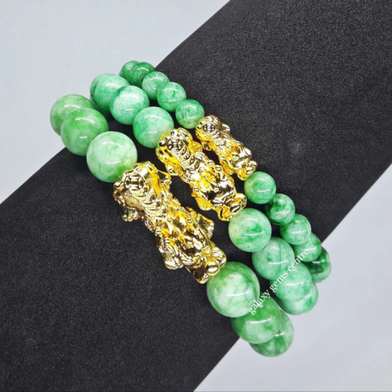 Gelang Pixiu Emas Batu Giok Burma