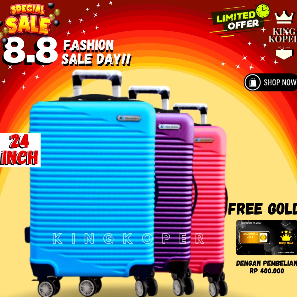 HARGA SPESIAL Koper 24 inch Polo Happy 802 ukuran bagasi/koper murah/fiber/hardcase/kabin/cabin