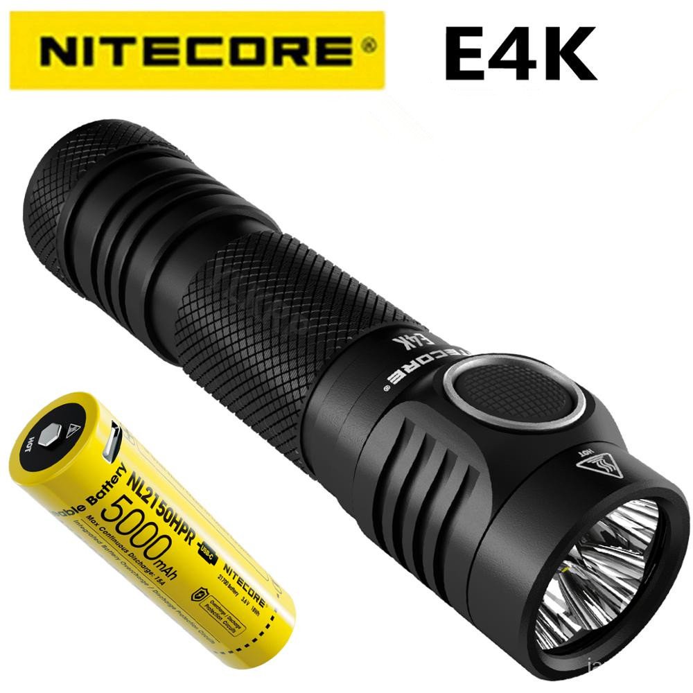 ✅&NITECORE E4K Troch Light Rechargeable 4400 Lumens Lantern XP-L2 V6 LED 21700 Compact EDC Flashligh