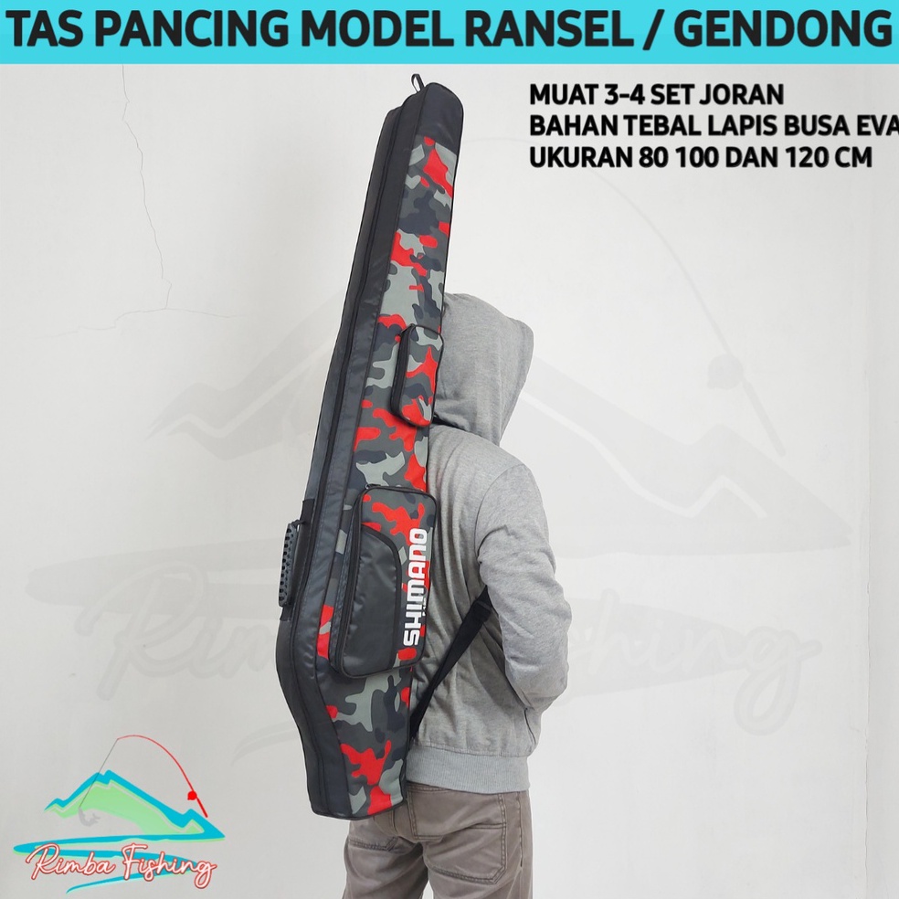 Terbaik Tas Pancing Ransel Jumbo Muat 3-4 Set Joran pancing Ukuran 80 Cm 100 Cm Dan 120 Cm 2 Kantong