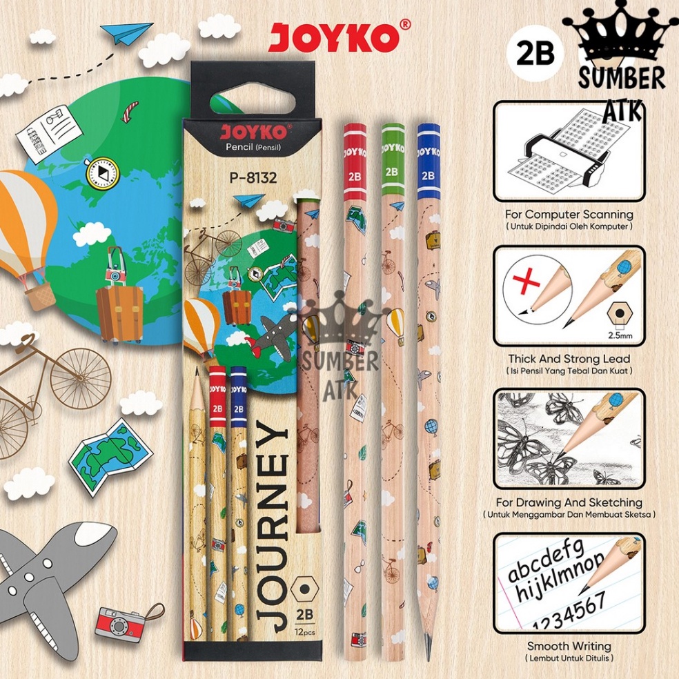 

BaruーPensil Pencil Joyko P-8132 2B 1 Box 12 Pcs Journey