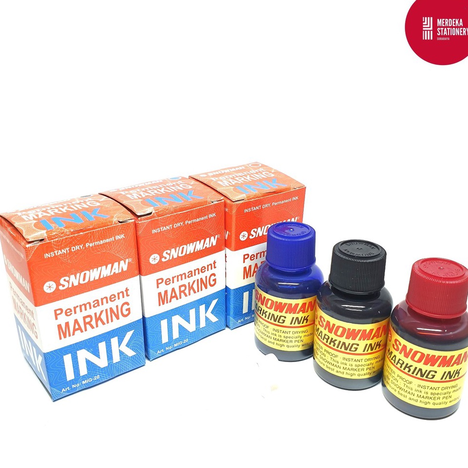 

Big Sale← Refill/Isi/Tinta Spidol/Marker Permanen/Permanent Ink Snowman MIG-20(HITAM/BIRU/MERAH) W94 ✶