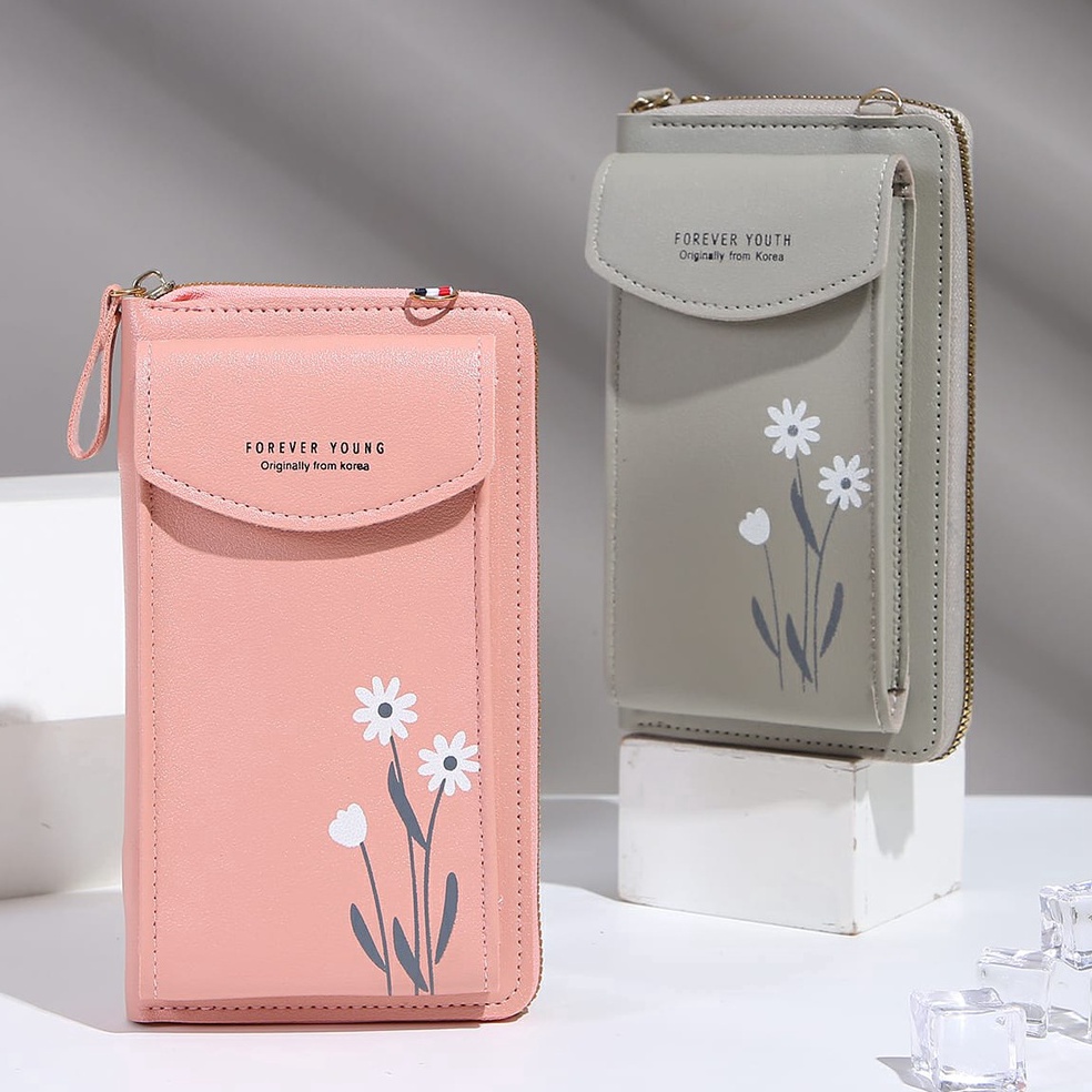 HOT SALE *ALIBABA1688* DOMPET HP / TAS DOMPET SELEMPANG MULTIFUNGSI MOTIF BUNGA TEBAL IMPORT