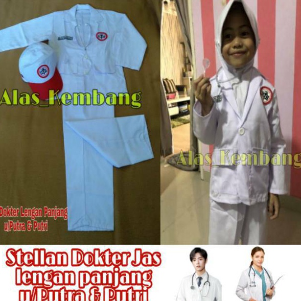 TrxT9f9E TERBARU Baju Dokter Model Jaz Lengan Panjang / Kostum Dokter u/Putra-Putri