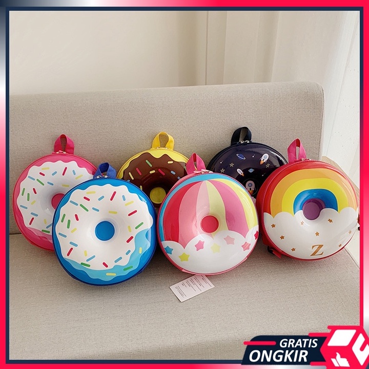 TERBAIK Gratis Ongkir - T5152 Tas Anak Bentuk Donat / Tas Ransel Fashion Anak-Anak / Backpack Donuts