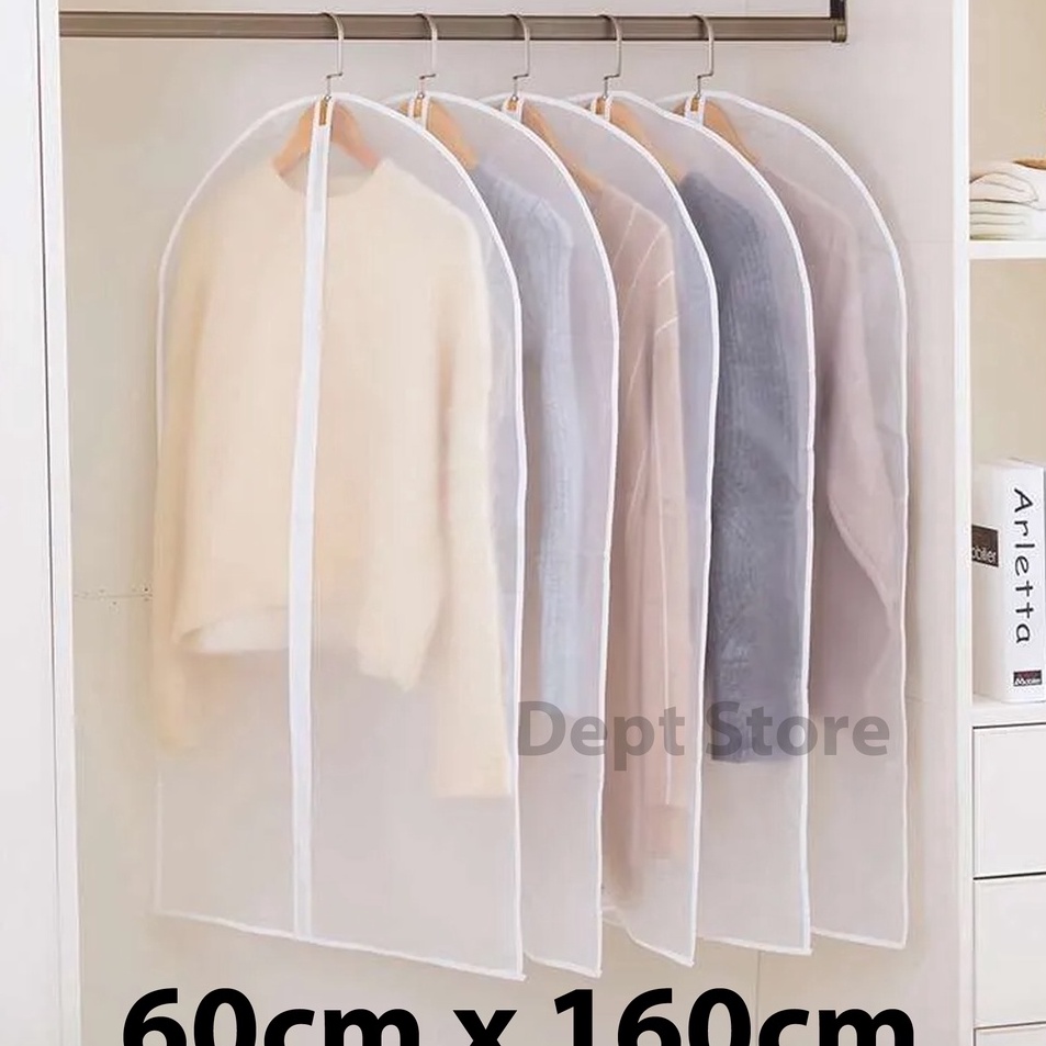 ➱ Cover Baju Resleting 60 X 160 PEVA Anti Debu Penutup Baju Gown Jas m Kemasan Baru ☼.