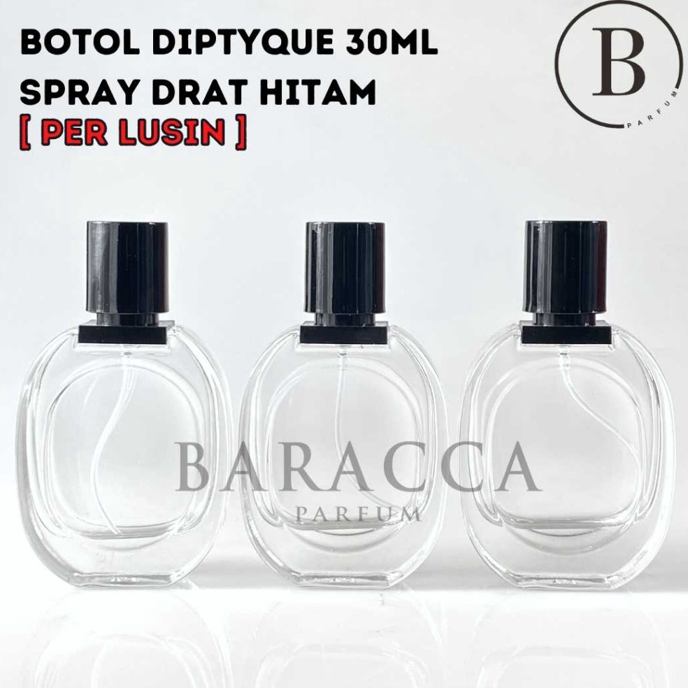 TERLARIS Botol Parfum Diptyque 30ML Drat Hitam - Botol Parfum Oval 30ML - Botol Parfum 30ML
