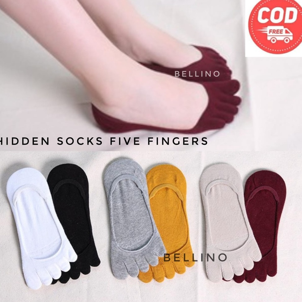 ready Bellino - Kaos Kaki Jari Five Fingers UniSex Kaus Kaki Hidden socks Wanita Full 5 Jari Kaus Ka