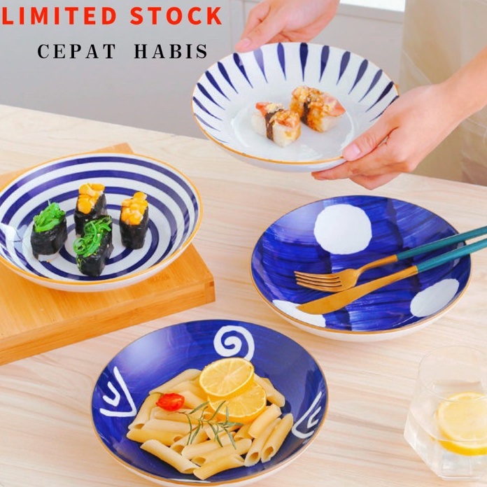 Paling Laku Piring Keramik Jepang / Piring Keramik / Piring Makan Keramik/ Bulat Modern 20cm ✤
