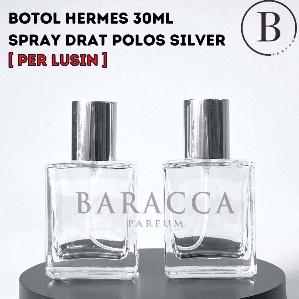 TERBARU Botol Parfum Hermes 30ML Drat Tutup Silver Polos - Botol Parfum Kosong Hermes - Botol Parfum Kaca 30ML