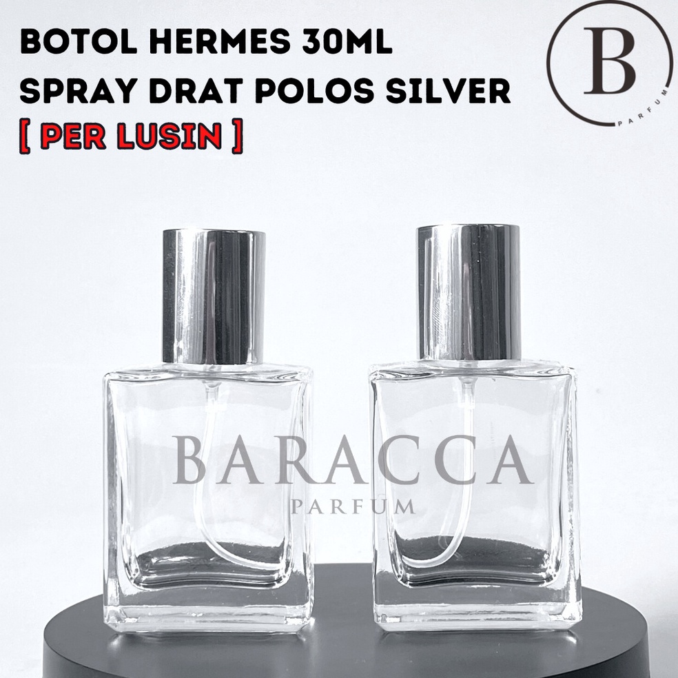 TERBARU Botol Parfum Hermes 30ML Drat Tutup Silver Polos - Botol Parfum Kosong Hermes - Botol Parfum