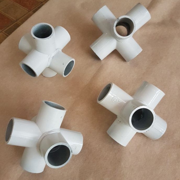 Terkini sambungan konektor fitting tee elbow pipa pvc 6 way arah side ukuran 1/2 , 3/4 , 5/8 & 1" in