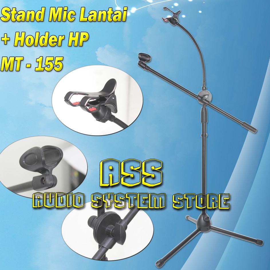 ★RLF Stand Mic + Holder HP / Microphone Stand + Jepit HP / Stand Mic Lantai / Stand Mic Karaoke ✥ ❊