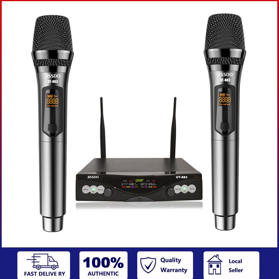 Bayar ditempat Professional Heavy Duty Dual Wireless Microphone System UT-883  UHF Dual Handheld Mic