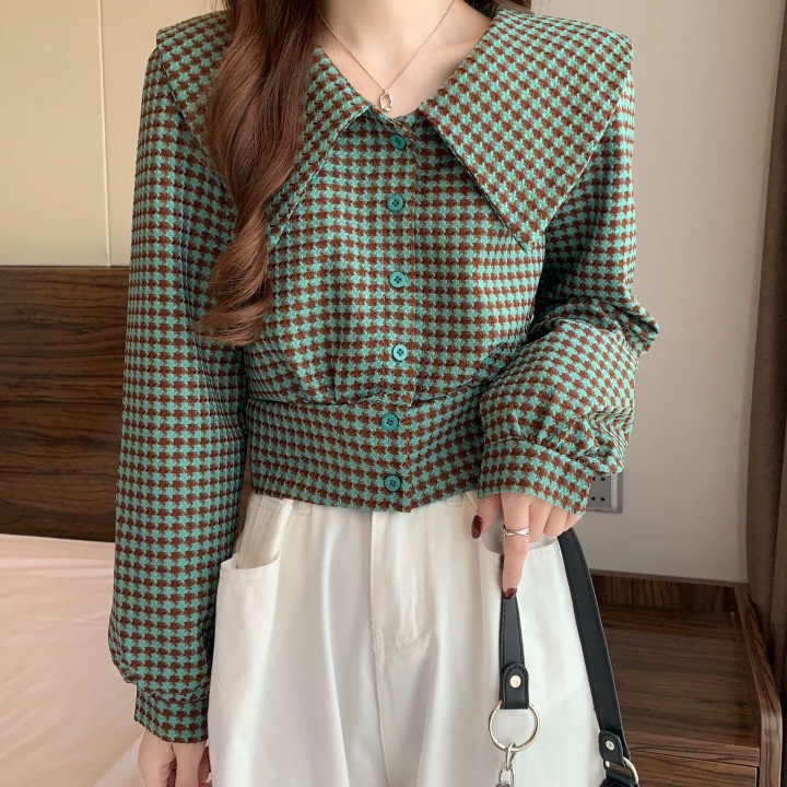 Ready Stock.. yikoo-Jaket kotak-kotak blazer antik jacket coat wanita.