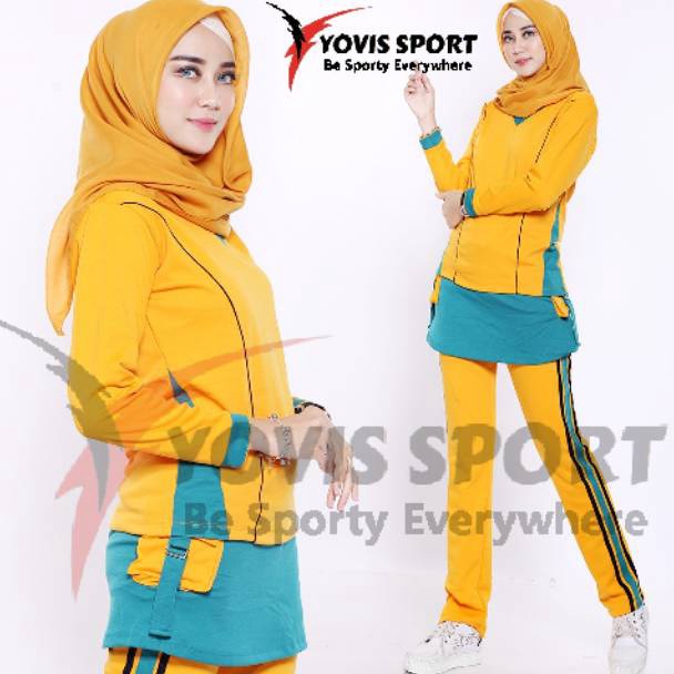 TERPERCAYA Stelan senam wanita /baju senam /celana senam Yovis Sport / setelan plat/Setelan senam mu