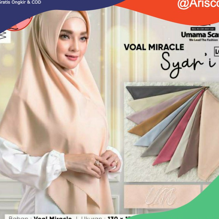 Segera Dapatkan [ 130*130 ] VOAL MIRACLE SYARI UMAMA/HIJAB POLOS/KERUDUNG/SEGIEMPAT SYARI ✧