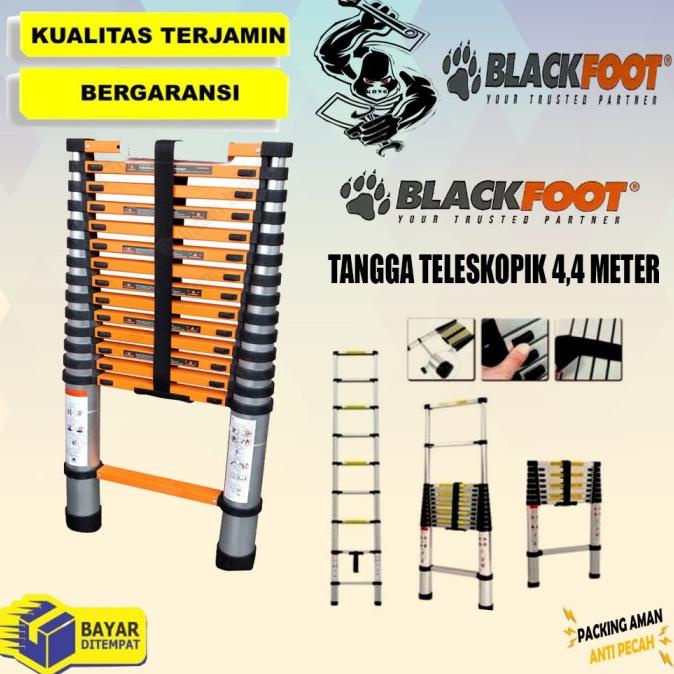 Tangga Lipat Tangga Alumunium Blackfoot 6M - Tangga Teleskopik Single