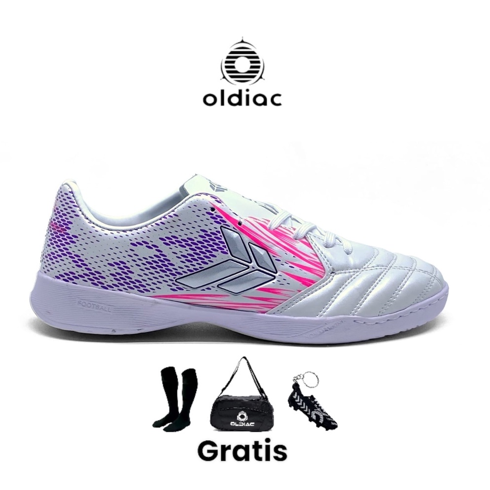 Tren Terbaru oldiac Sepatu futsal phoenix putih purplepink white olahraga indoor in outdoor