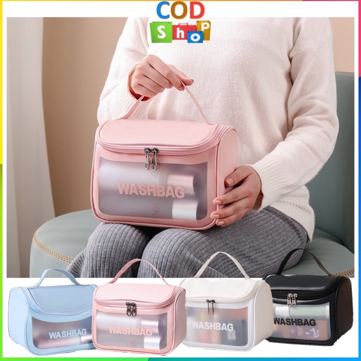 TOP SALE COD - T5473 Tas Kosmetik Waterproof / Pouch WashBag / Organizer Bag / Tas Washbag Transpara