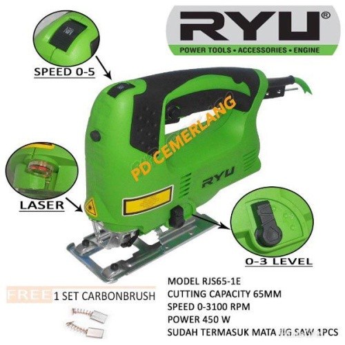 Terlaris Ryu Mesin Jigsaw With Laser Gergaji Triplek Potong Kayu Listrik Jigsaw