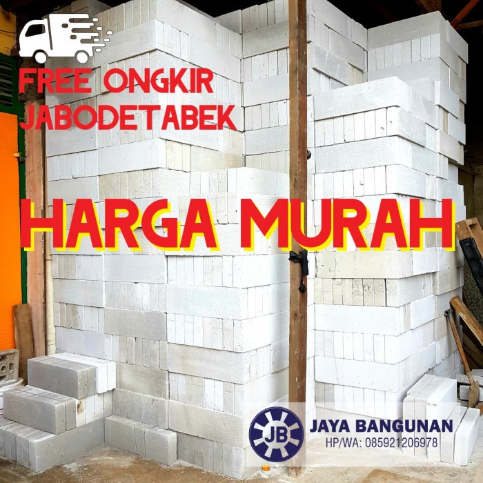 Terlaris Hebel Bata Ringan 1 Do 7.5Cm / 10Cm Free Ongkir Jabodetabek