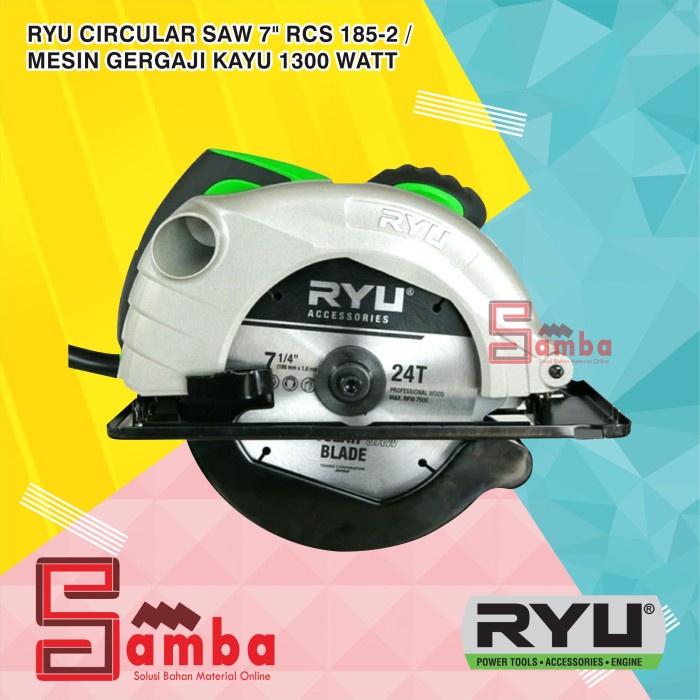 Terlaris Ryu Circular Saw 7" Rcs 185-2 / Mesin Gergaji Kayu 1300 Watt