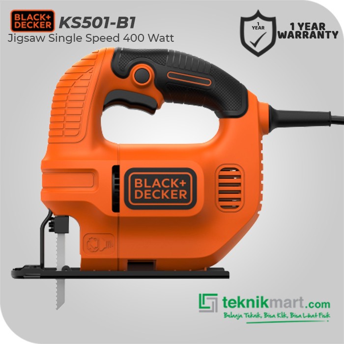 Terlaris Black & Decker Jigsaw Single Speed / Gergaji Kayu Listrik400W Ks501