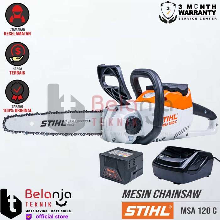 Terlaris Stihl Mesin Potong Kayu Baterai Msa 120 C-Bq Cordless Chainsaw 14" Set