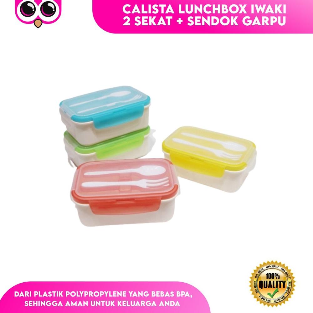 Viral [ Lunch Box ] Calista Lunchbox Iwaki 2 Sekat + Sendok Garpu / Tempat Bekal Makan / Kotak Bento
