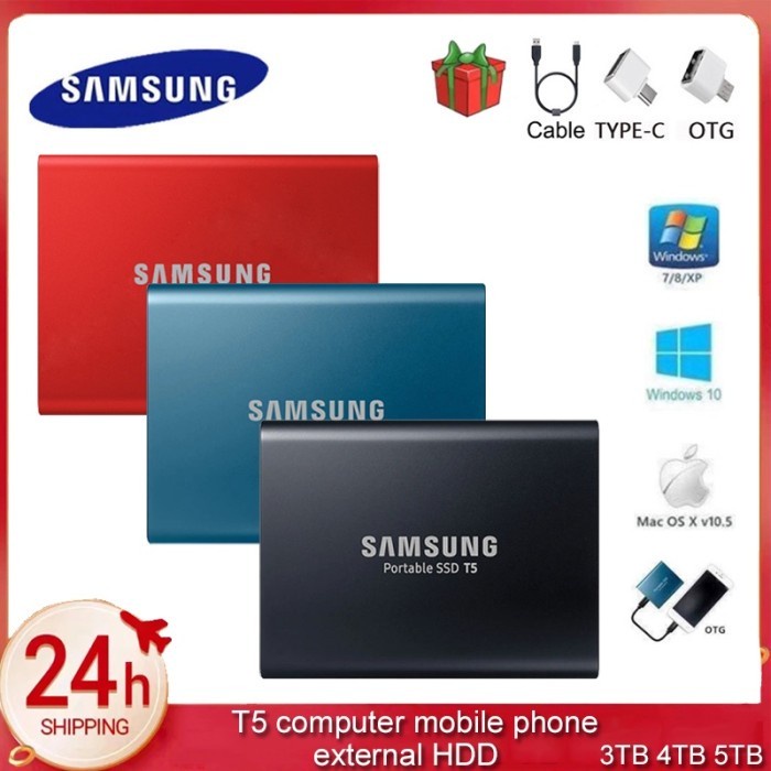Samsung Hardisk Eksternal Ssd T5 3Tb 4Tb 5Tb Untuk Laptop Tablet