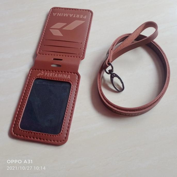 Holder id card / name tag pertamina / coklat